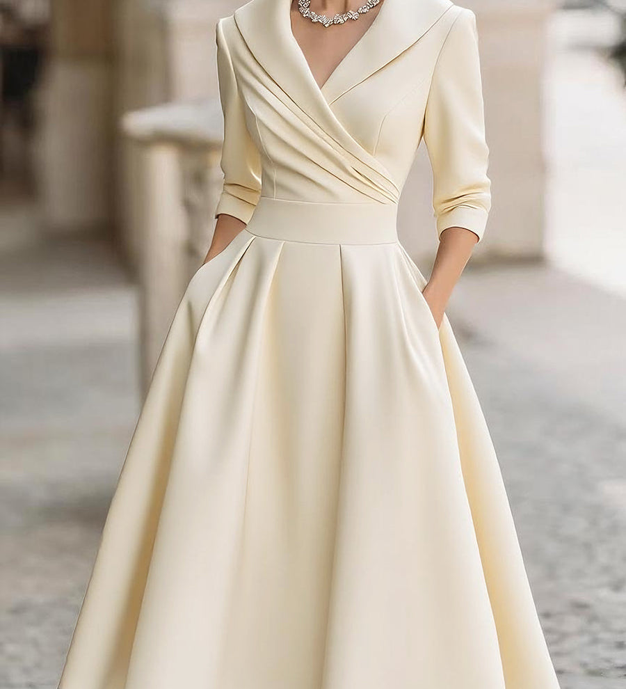 Laura - Elegantna midi haljina s dugim rukavima