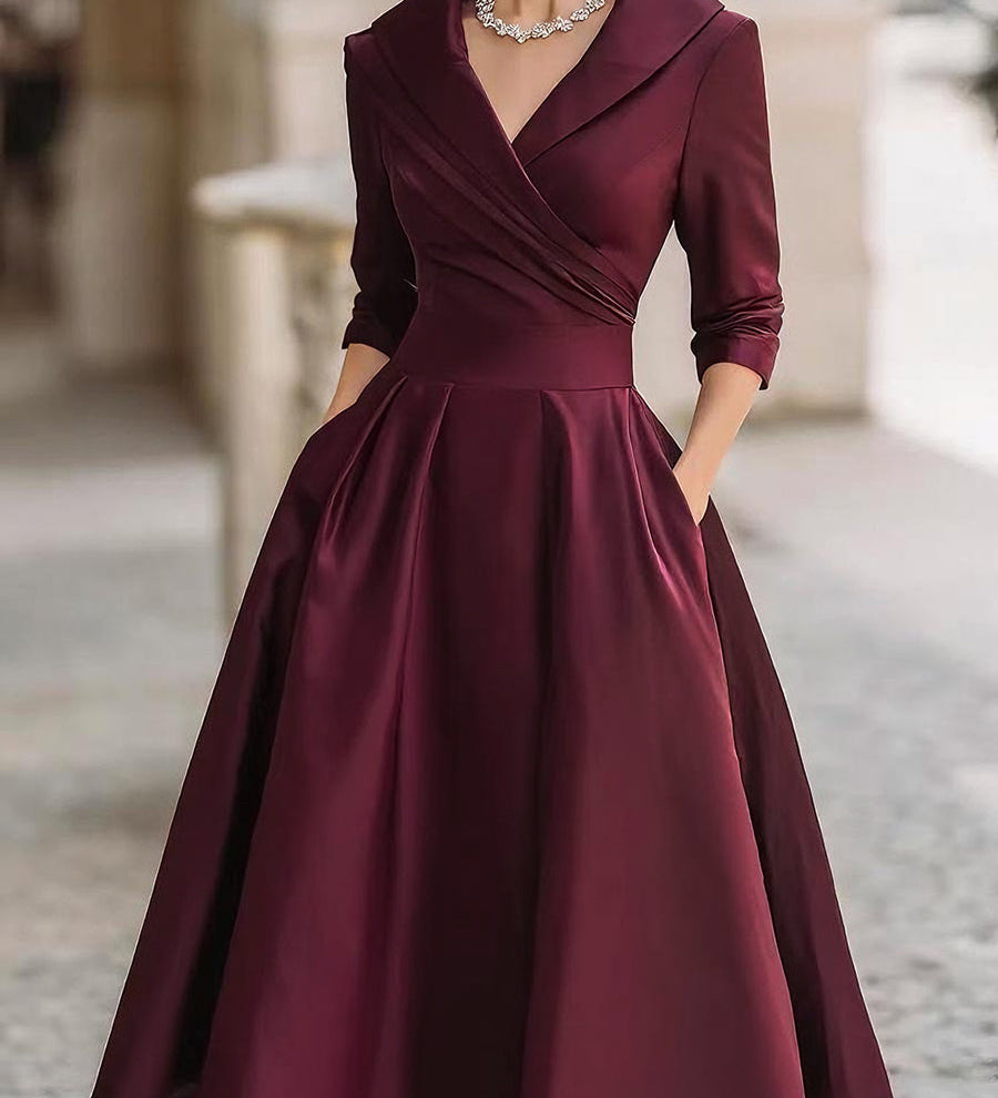 Laura - Elegantna midi haljina s dugim rukavima