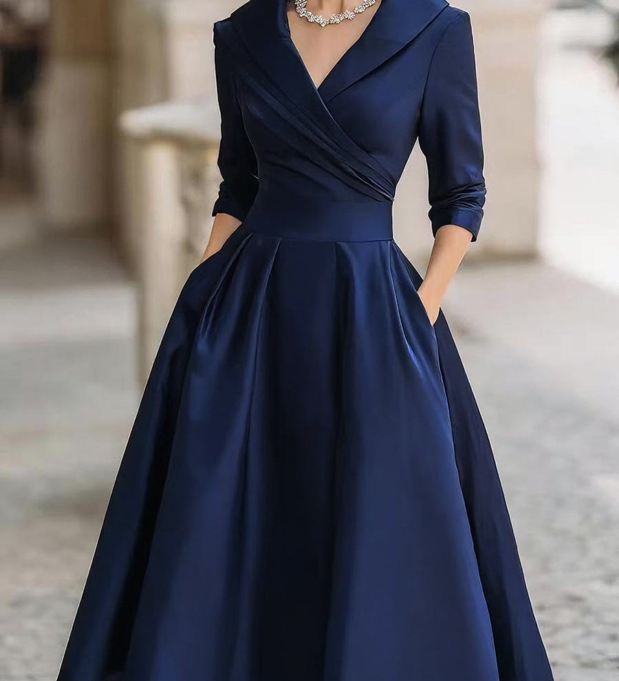 Laura - Elegantna midi haljina s dugim rukavima