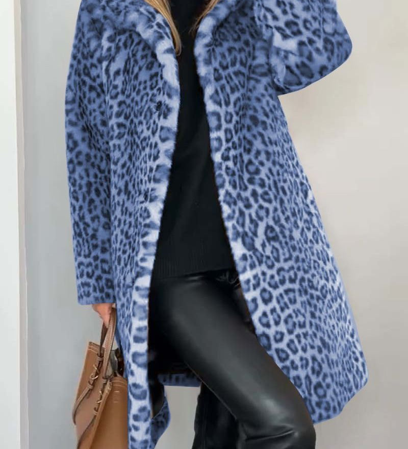 LEIA - Dugi i Mekani Sako s Leopard Uzorkom