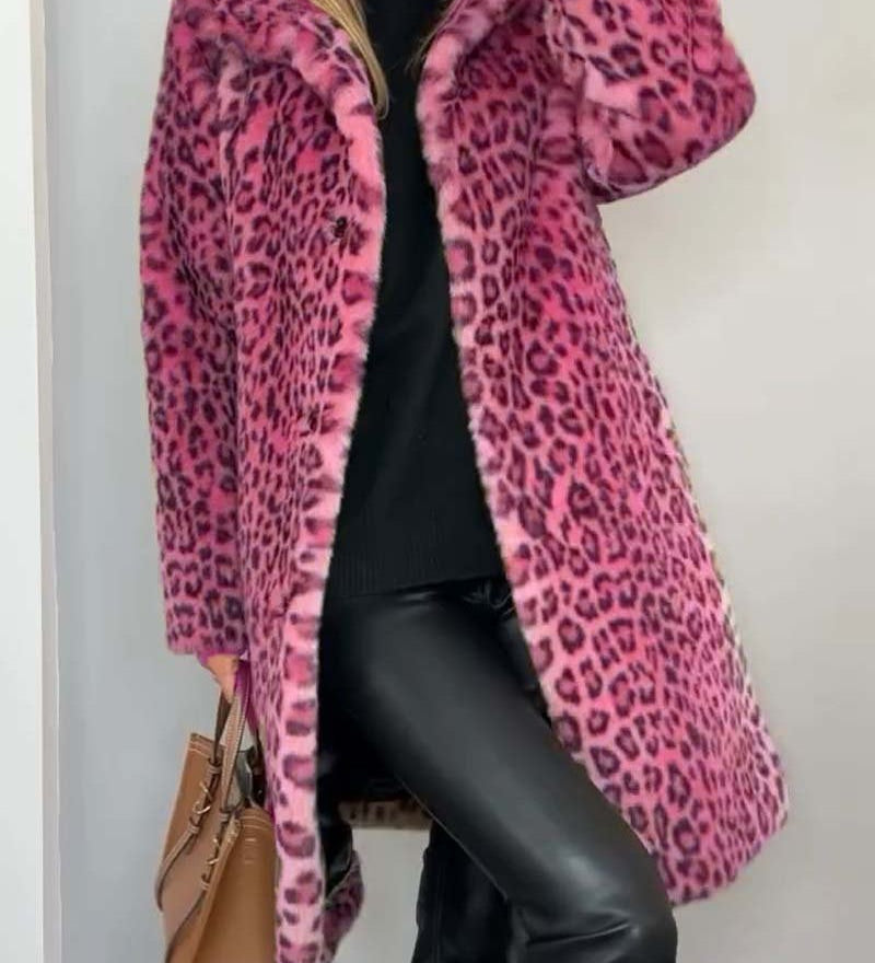 LEIA - Dugi i Mekani Sako s Leopard Uzorkom
