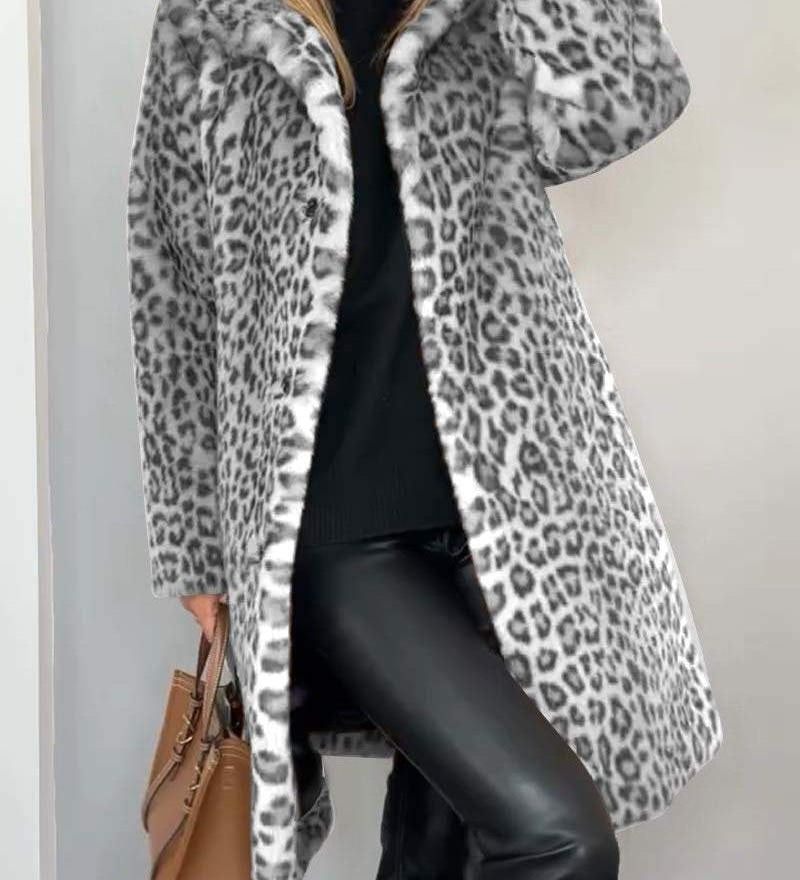 LEIA - Dugi i Mekani Sako s Leopard Uzorkom