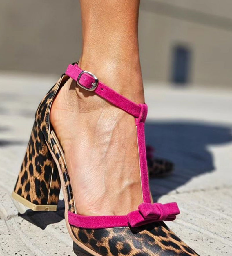 Leontina | Zelene papuče s leopard uzorkom i šarenim akcentom