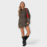 Pulover s leopard uzorkom i dugim rukavima