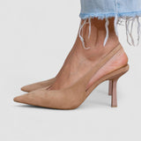 Marlena™ | Nude slingback cipele s tankom petom