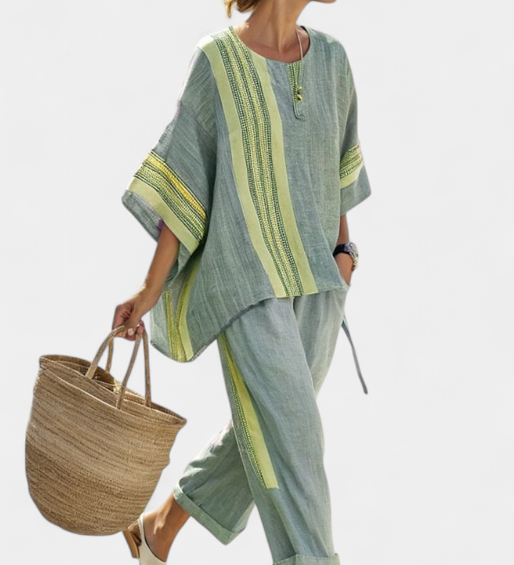 Lorena | Boho Komplet od Lna i Bambusa, Elegantna Lavanda