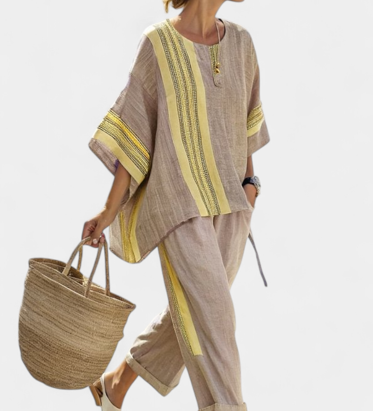 Lorena | Boho Komplet od Lna i Bambusa, Elegantna Lavanda