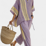 Lorena | Boho Komplet od Lna i Bambusa, Elegantna Lavanda