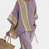 Lorena | Boho Komplet od Lna i Bambusa, Elegantna Lavanda