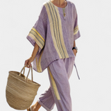 Lorena | Boho Komplet od Lna i Bambusa, Elegantna Lavanda
