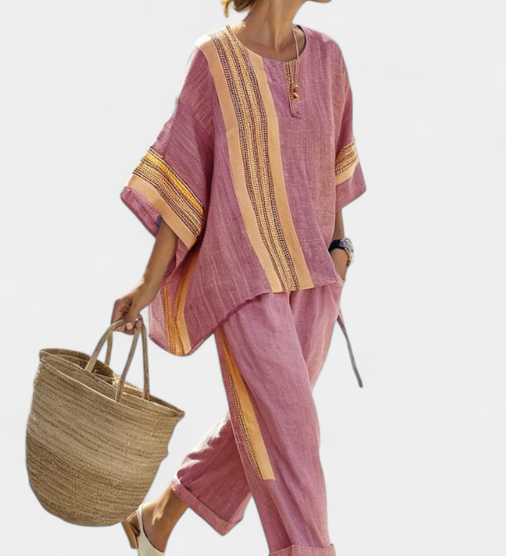 Lorena | Boho Komplet od Lna i Bambusa, Elegantna Lavanda