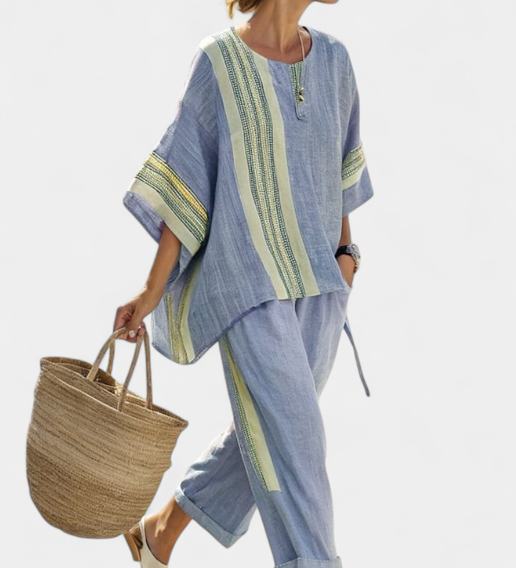 Lorena | Boho Komplet od Lna i Bambusa, Elegantna Lavanda