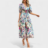 Clara – Elegantna Midi Cvjetna Haljina