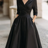 Laura - Elegantna midi haljina s dugim rukavima