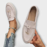 Ženski bežični mokasini s dekorativnom vrpcom
