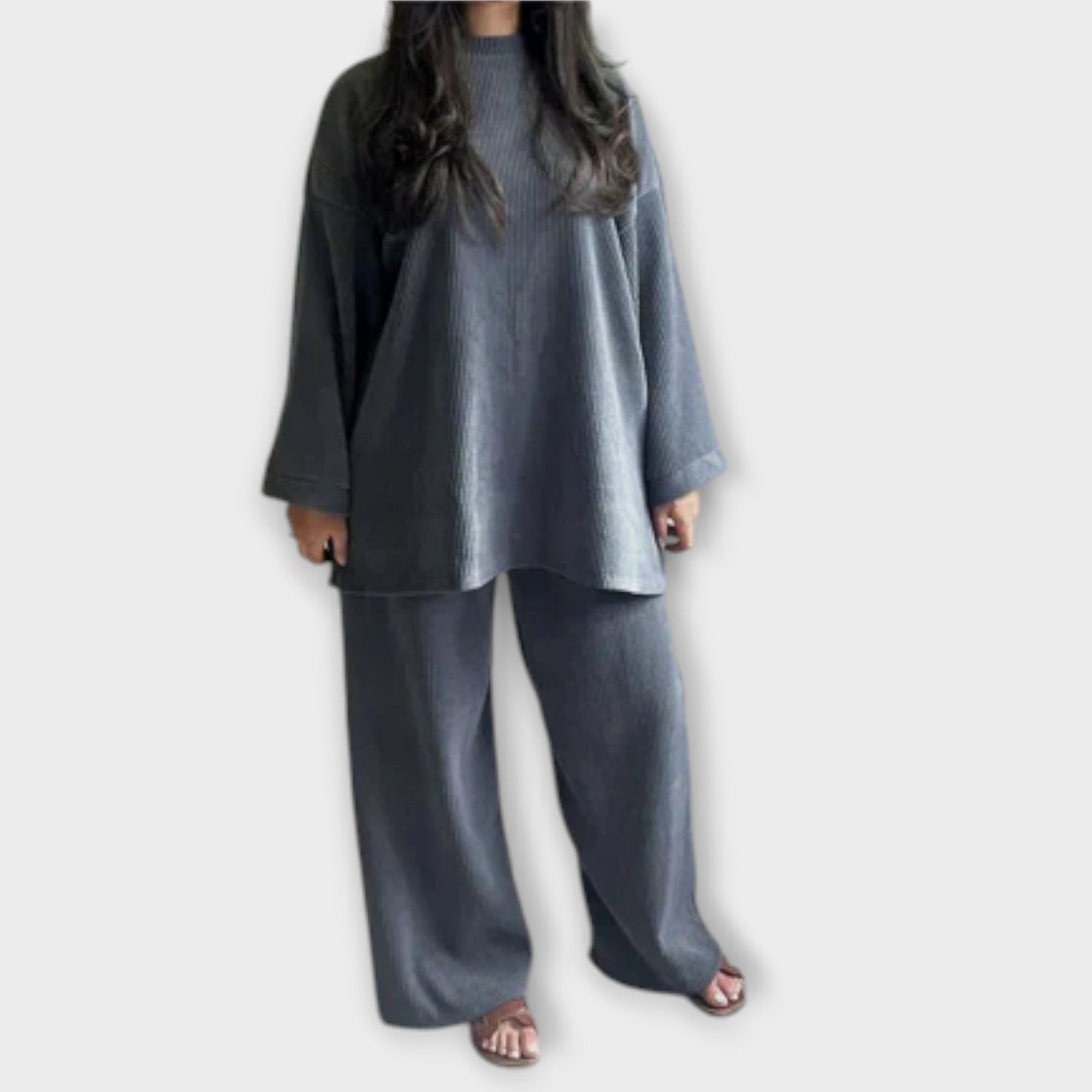 Ingrid – Plus Size Acanalado Stiliaus Komplekt